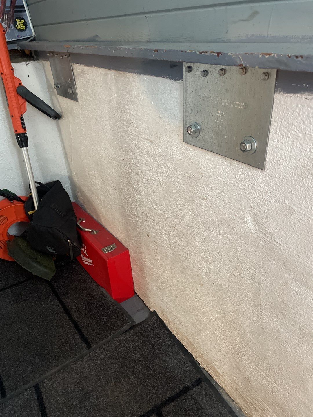 Basement repair, exposed foundation.